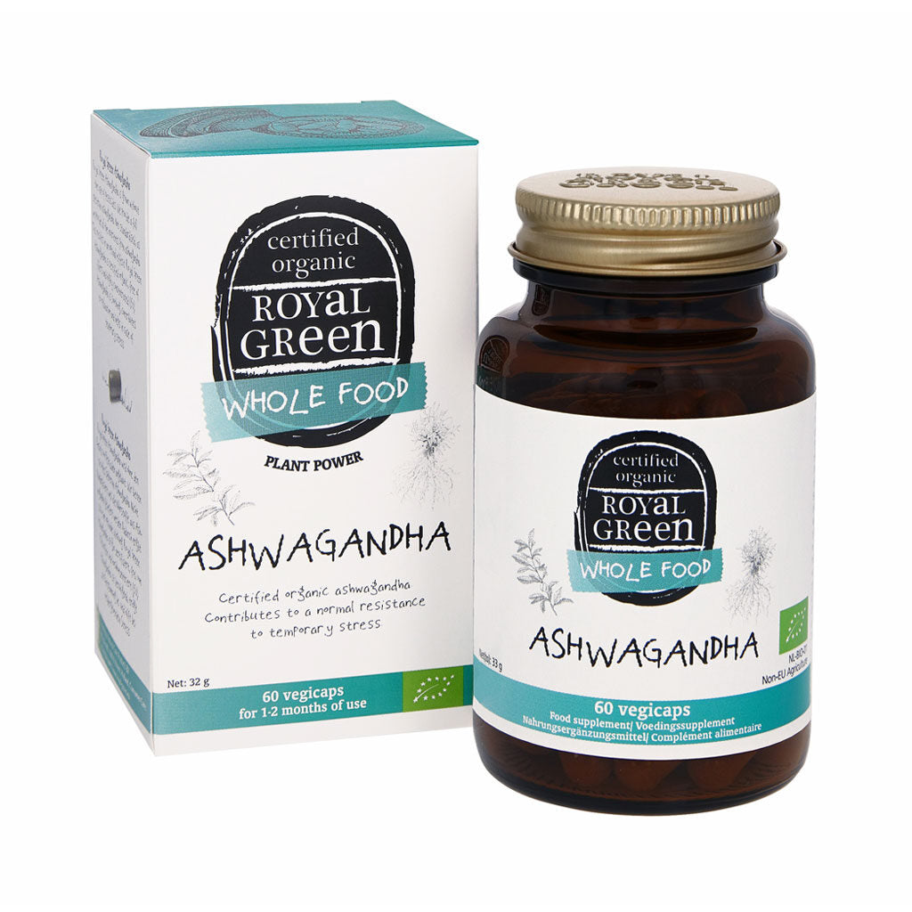 Ashwagandha Royal Green Bio 60 kapsułek. Stres, bezsenność, kortyzol