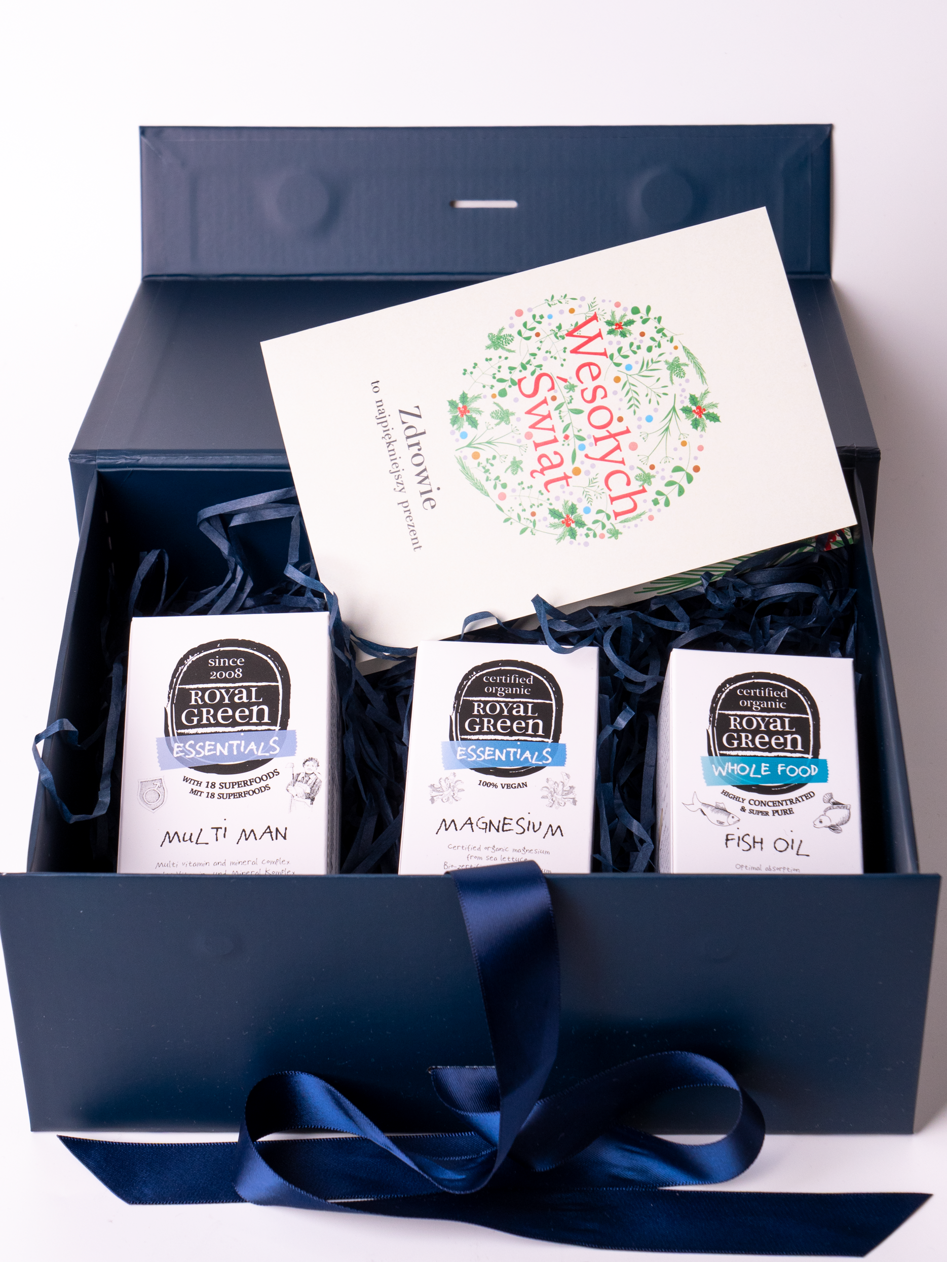 Swiateczny zestaw naturalnych suplementow dla mężczyzn: Multi kompleks dla mężczyzn, naturalny magnez z sałaty morskiej, czysty olej rybny źródło Omega-3